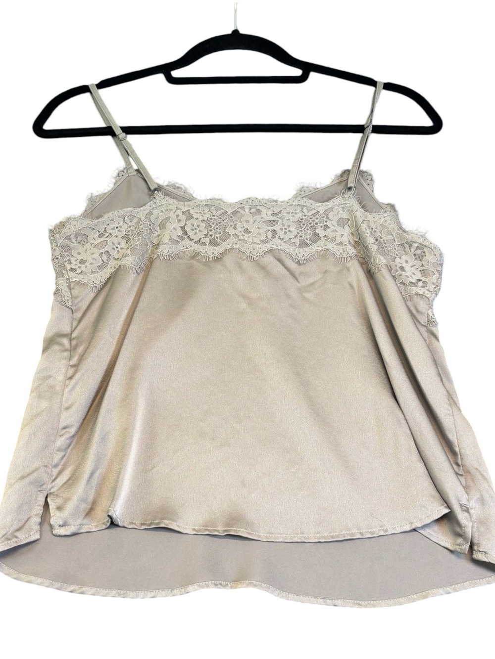 Abercrombie Satin Lace Trim Cami Top Silver Gray Silk Look Blouse Size S - Picture 4 of 8
